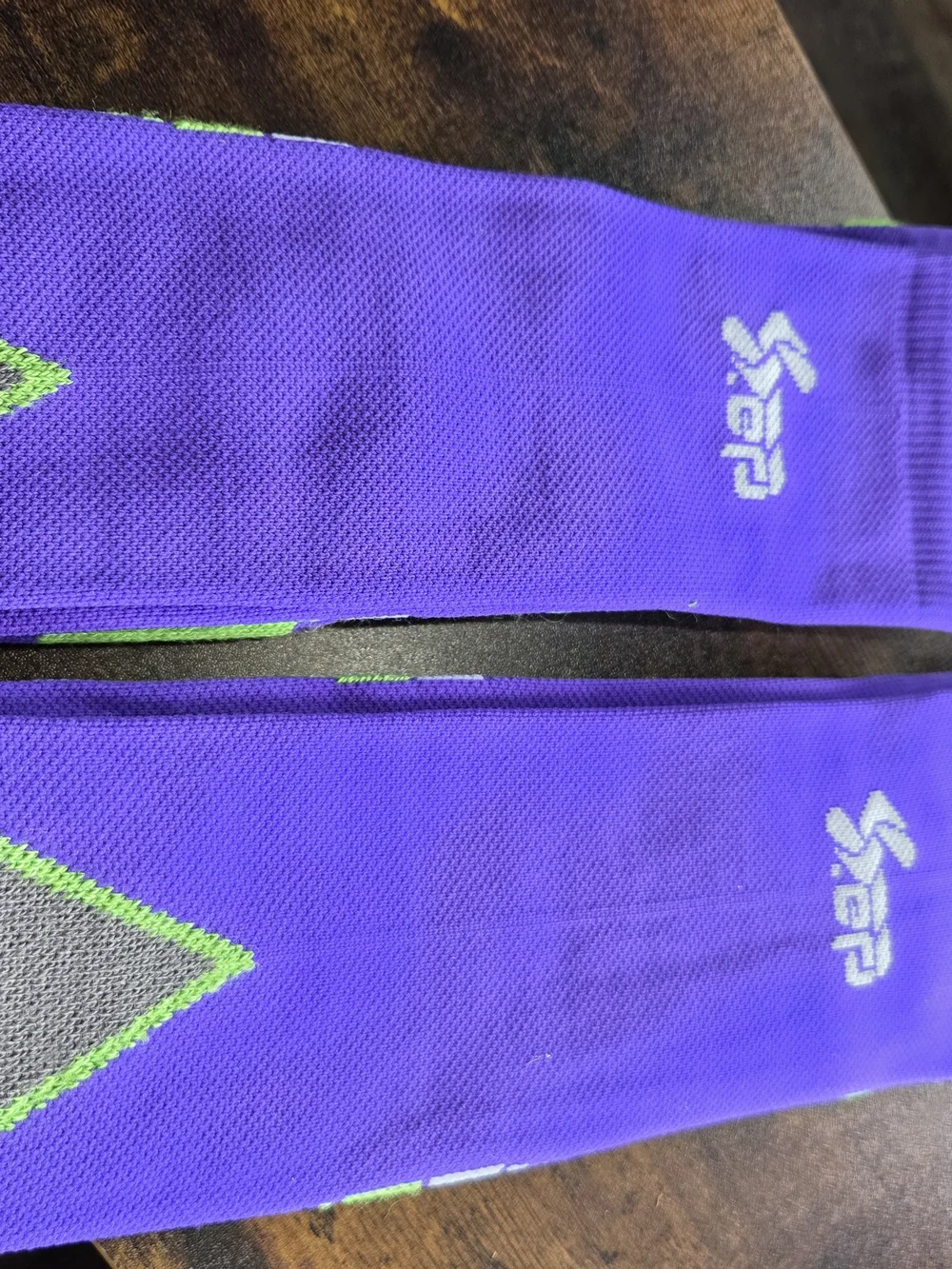 Men's Purple Athletic Crew Socks with Green Accents